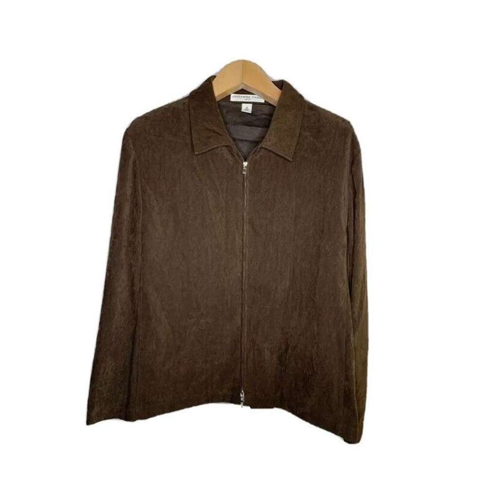 Josephine Chaus Blazer Womens 16 Brown Zip Up Collar Polyester Blend
